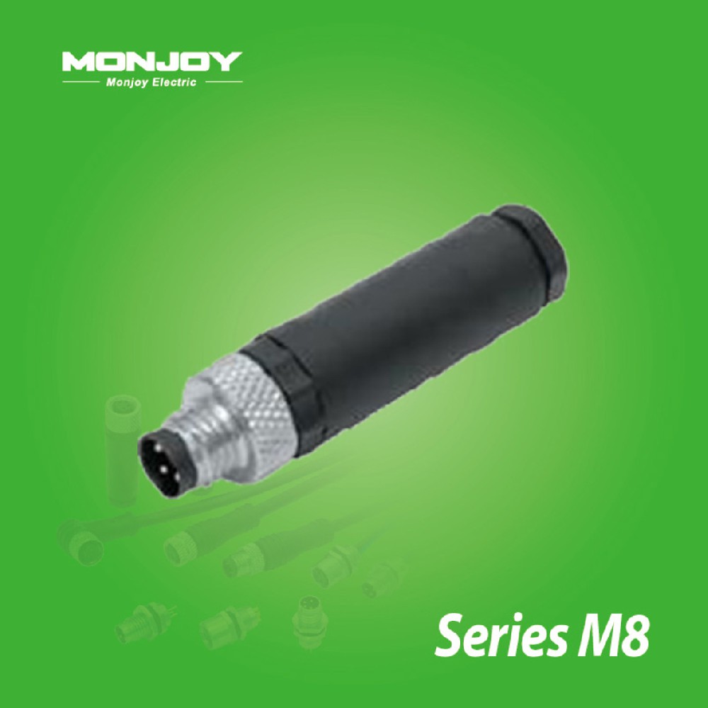 M8*1.0，直式，針，螺釘連接， 電纜連接器