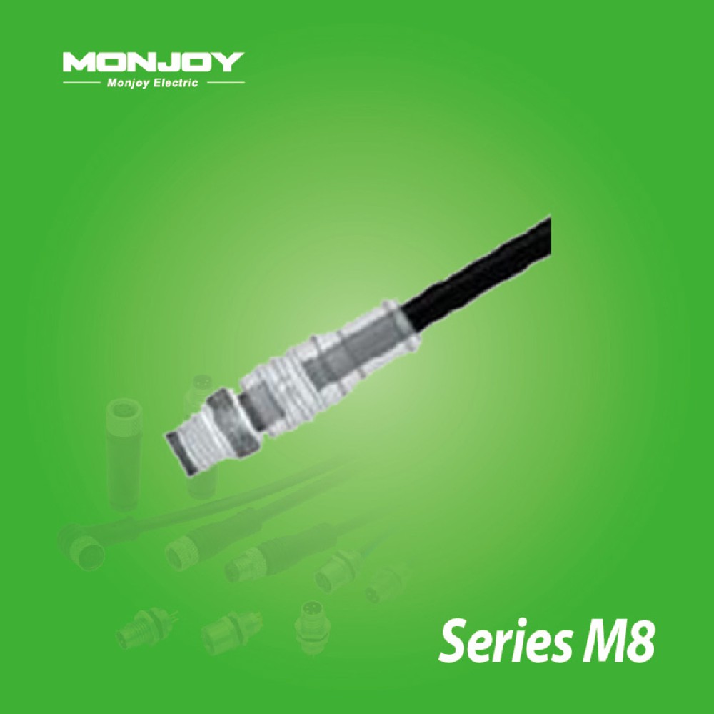 M8*1.0，直式，針，澆鑄電纜連接器 LED（PNP)