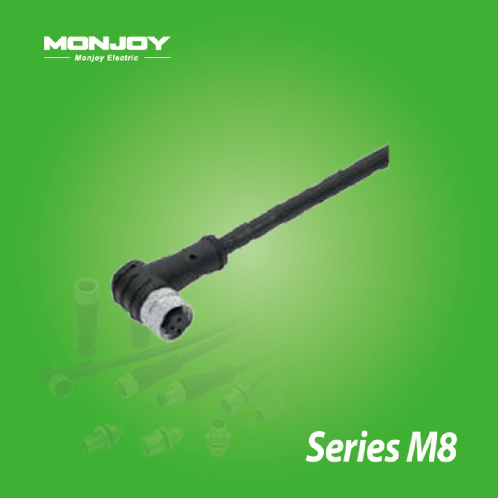 M8*1.0，彎式，孔，屏蔽，澆鑄電纜連接器
