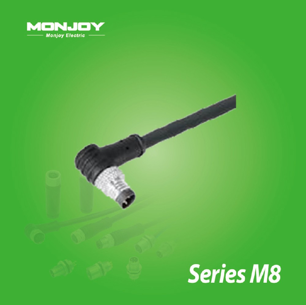 M8*1.0，彎式，針，屏蔽，澆鑄電纜連接器