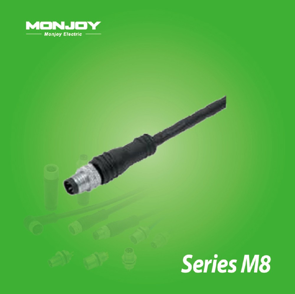M8*1.0，直式，針，屏蔽，澆鑄電纜連接器