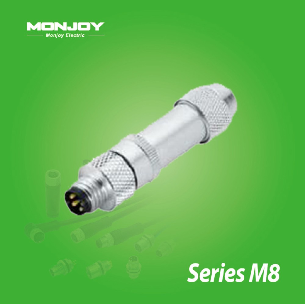 M8*1.0，直式，針，螺釘連接， 屏蔽，電纜連接器