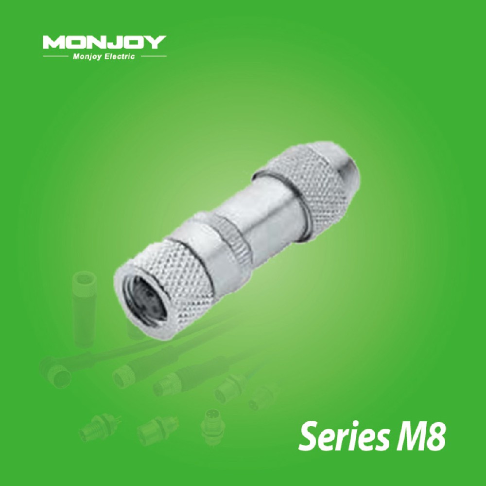 M8*1.0，直式，孔，螺釘連接， 屏蔽，電纜連接器