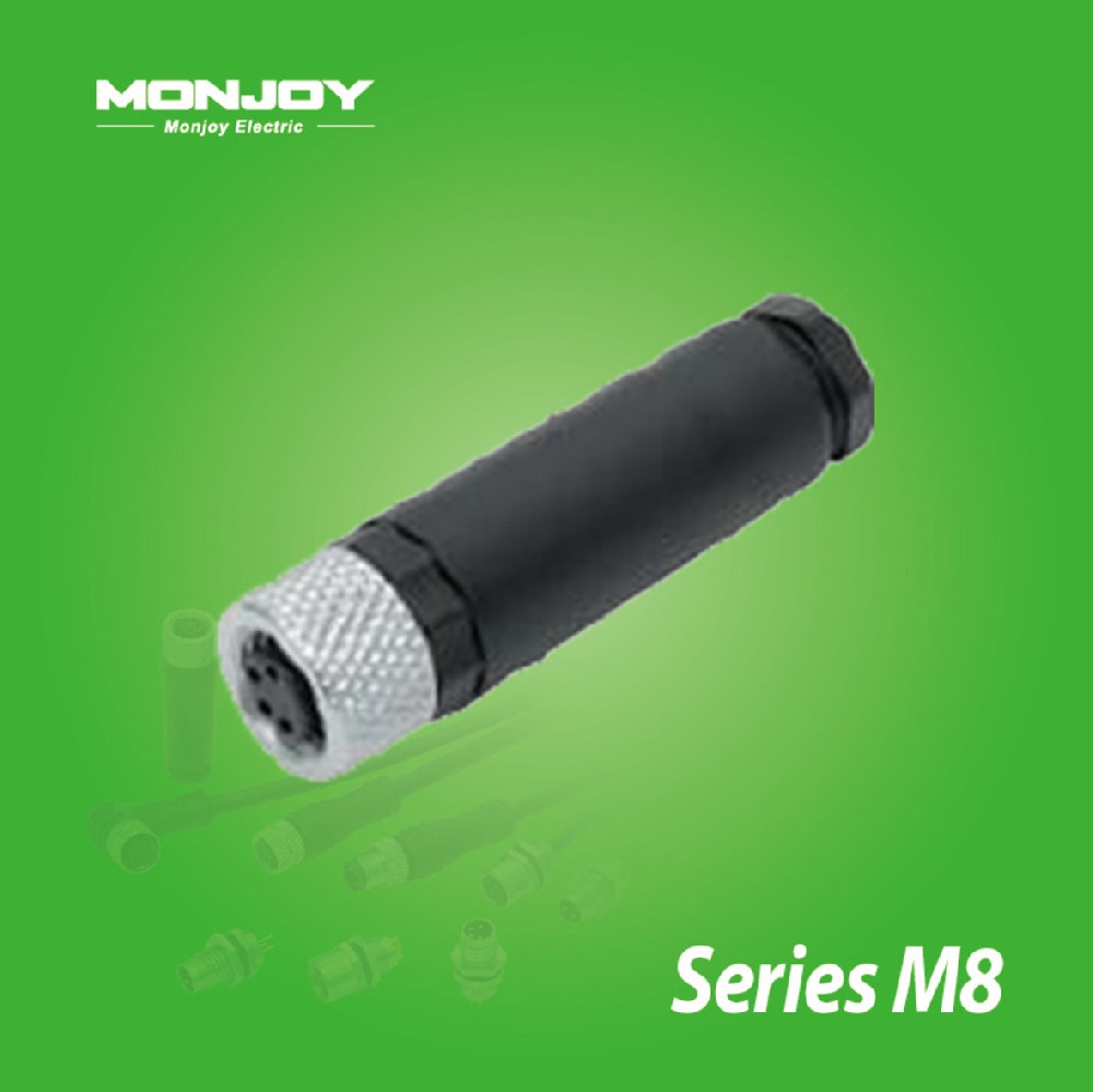M8*1.0，直式，孔，螺釘連接， 電纜連接器