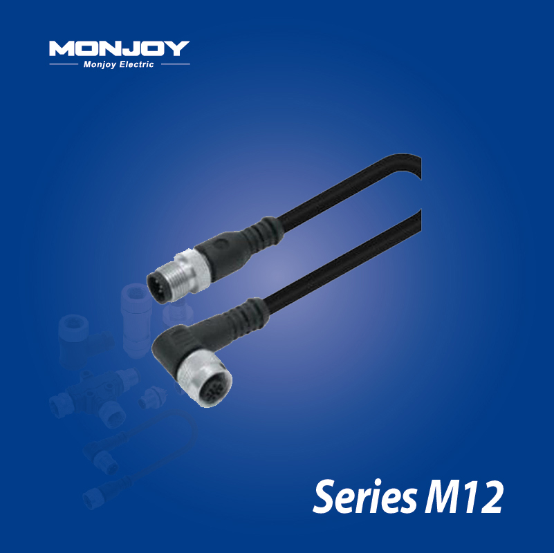M12*1.0，A標準，直式，針- M12*1.0，A標準，彎式，孔 屏蔽，澆鑄電纜連接器